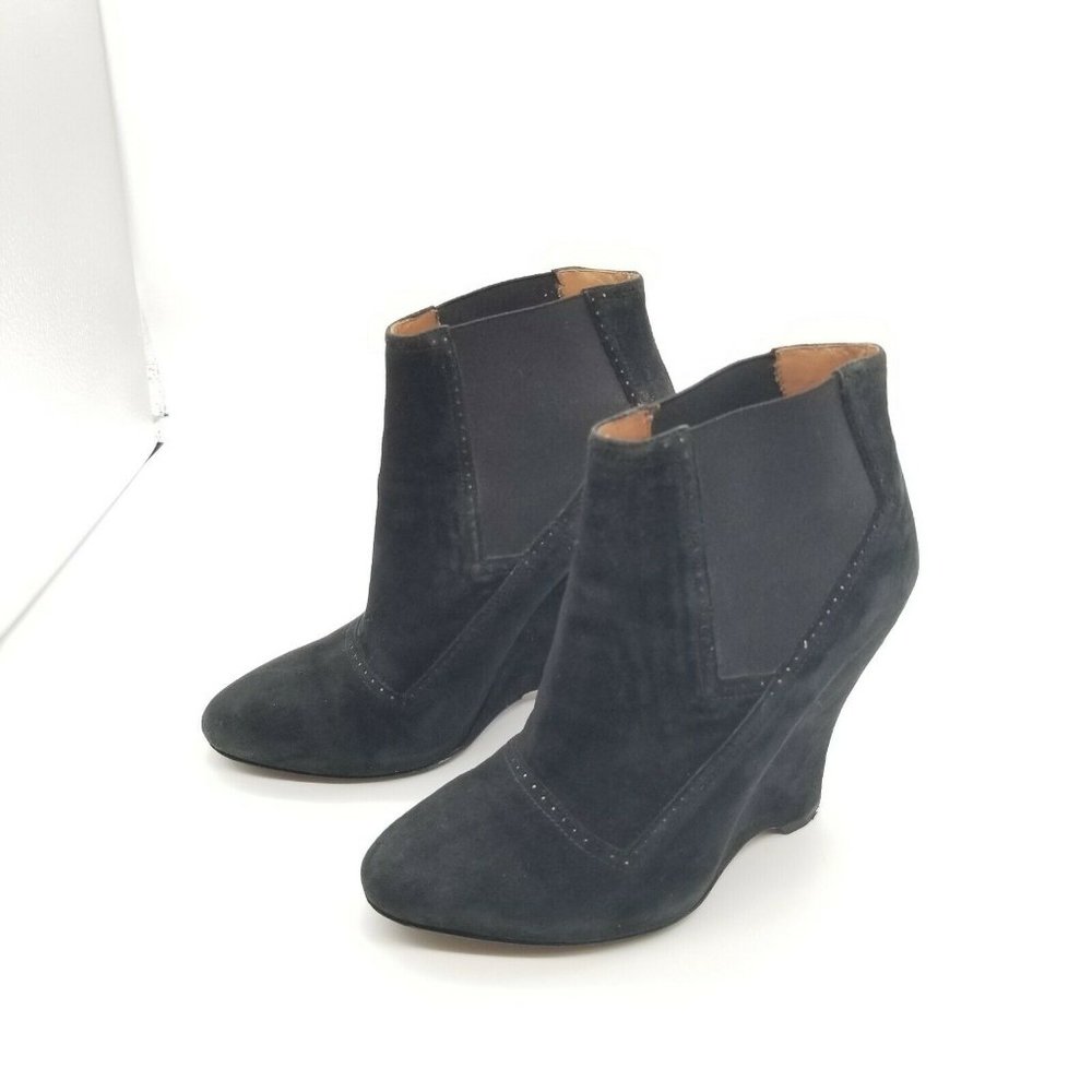 Alaia Suede Wedge Ankle Booties Black